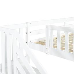 BTM Kids Bunk Bed with Stairs & Slide, Solid Pine Frame, 90×190 cm, White - Size: Single - thumbnail 9