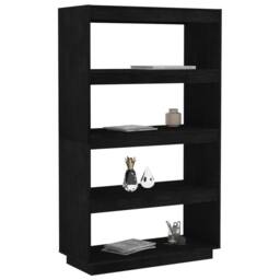Berkfield Home Beautiful Book Cabinet/Room Divider Black 80x35x135 cm Solid Pinewood - Size: 80 x 35 x 135 cm - thumbnail 4