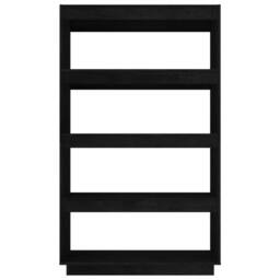 Berkfield Home Beautiful Book Cabinet/Room Divider Black 80x35x135 cm Solid Pinewood - Size: 80 x 35 x 135 cm - thumbnail 5