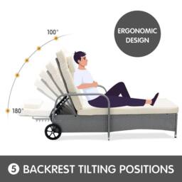 MCC Direct Rattan Sun Lounger Bed with Reclining function Garden & Outdoor in Brown - Size: 1 Pack - thumbnail 4