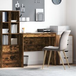 Berkfield Home Computer Desk Smoked Oak Engineered Wood 90 x 50 x 76 cm in Brown - thumbnail 1