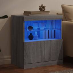 Berkfield Home Sideboard with LED Lights Grey Sonoma 60x37x67 cm - Size: 60 x 37 x 67 cm - thumbnail 4