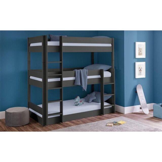 Ashfield Premium Anthracite Triple Bunk Bed in Charcoal - Size: Single - image 1