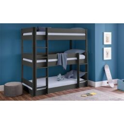 Ashfield Premium Anthracite Triple Bunk Bed in Charcoal - Size: Single