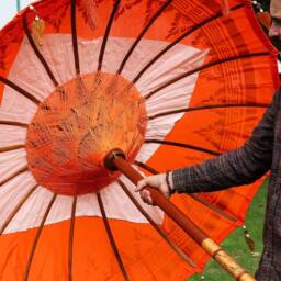 Serenityy Balinese Cotton Patio Parasol - 1.5m Orange - Size: 150 cm - thumbnail 2
