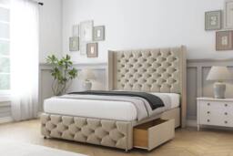 "Sloomy Luthor Coniston Divan Set No Drawers-54"" Wingback-Footboard in Cream - Size: Single" - thumbnail 1