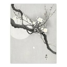 "Artery8 Plum Blossom & Full Moon Vintage Japan Wall Art Print Koson in Grey - Size: W12"" x H16""" - thumbnail 1