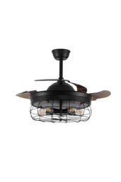 Caged Farmhouse Style Ceiling Fan with Lights in Black - thumbnail 2