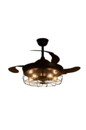 Caged Farmhouse Style Ceiling Fan with Lights in Black - thumbnail 1