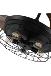 Caged Farmhouse Style Ceiling Fan with Lights in Black - thumbnail 4
