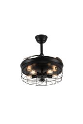 Caged Farmhouse Style Ceiling Fan with Lights in Black - thumbnail 3