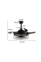 Caged Farmhouse Style Ceiling Fan with Lights in Black - thumbnail 9