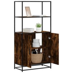Berkfield Home Highboard Smoked Oak 68x35x139 cm Engineered Wood & Metal in Brown - Size: 68 x 35 x 139 cm - thumbnail 1