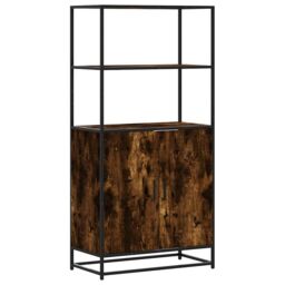 Berkfield Home Highboard Smoked Oak 68x35x139 cm Engineered Wood & Metal in Brown - Size: 68 x 35 x 139 cm - thumbnail 2