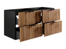 Vente-unique Fluted Wall-Hung Vanity Unit - Light Natural & Black - 120 Cm - thumbnail 6