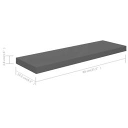 Berkfield Home Floating Wall Shelf High Gloss Grey 80x23.5x3.8 cm MDF - thumbnail 7