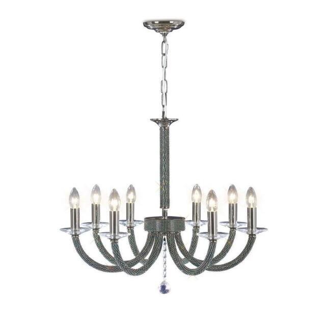 Netlighting Elena Ceiling Pendant Chandelier 8 Light Black Chrome Crystal - image 1