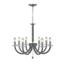 Netlighting Elena Ceiling Pendant Chandelier 8 Light Black Chrome Crystal