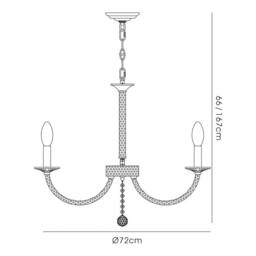 Netlighting Elena Ceiling Pendant Chandelier 8 Light Black Chrome Crystal - thumbnail 3