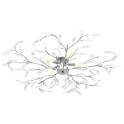 Berkfield Home Ceiling Lamp with Acrylic Crystal Leaf Arms for 5 E14 Bulbs White - thumbnail 2