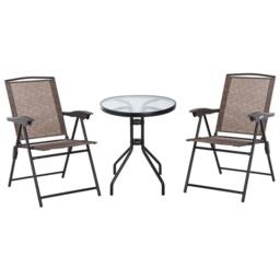 OUTSUNNY 3 Piece Patio Furniture Bistro Set Adjustable Backrest in Brown - thumbnail 2