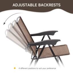 OUTSUNNY 3 Piece Patio Furniture Bistro Set Adjustable Backrest in Brown - thumbnail 4
