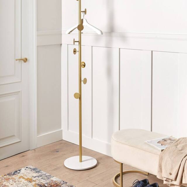 Wyld and Coco Gold Painted Aluminium Coat Stand Marble Base Freestanding - image 1