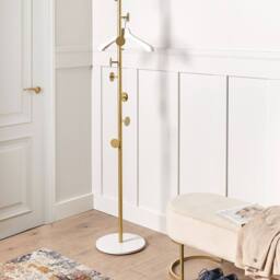 Wyld and Coco Gold Painted Aluminium Coat Stand Marble Base Freestanding - thumbnail 1