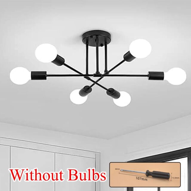 VOGREX LED Ceiling Light Chandelier vintage pendant lights fitting Bedroom Lamp Sputnik in Black - Size: 25 cm diameter x 19 cm high - image 1