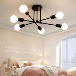 VOGREX LED Ceiling Light Chandelier vintage pendant lights fitting Bedroom Lamp Sputnik in Black - Size: 25 cm diameter x 19 cm high - thumbnail 7