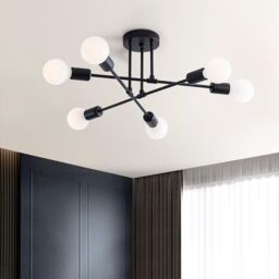 VOGREX LED Ceiling Light Chandelier vintage pendant lights fitting Bedroom Lamp Sputnik in Black - Size: 25 cm diameter x 19 cm high - thumbnail 6