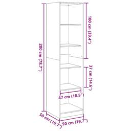 Berkfield Home Wardrobe Sonoma Oak 50x50x200 cm Engineered Wood in Light Oak - Size: 50 x 50 x 200 cm - thumbnail 9