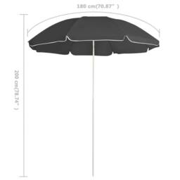 Berkfield Home Outdoor Parasol with Steel Pole Anthracite 180 cm in Black - thumbnail 5