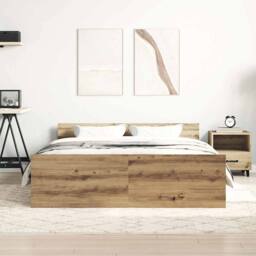 Berkfield Home Durable Bed Frame without Mattress Artisan Oak 140x200cm Engineer in Brown - Size: 140x200 cm - thumbnail 1