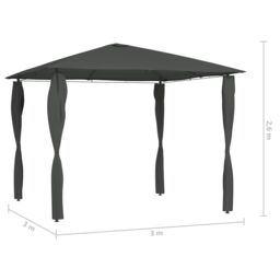 Berkfield Home Gazebo with Post Covers 3x3x2.6 m Anthracite 160 g/m ² in Black - thumbnail 4