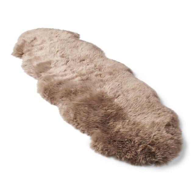 Infinity Leather Luxury Genuine Sheepskin Double Natural Fluffy Soft Real Wool Rug in Taupe - Size: 180 cm x 60 cm - image 1