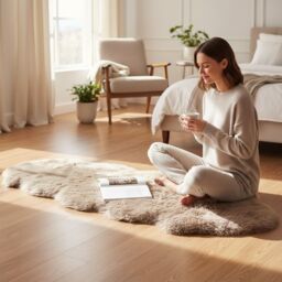 Infinity Leather Luxury Genuine Sheepskin Double Natural Fluffy Soft Real Wool Rug in Taupe - Size: 180 cm x 60 cm - thumbnail 2