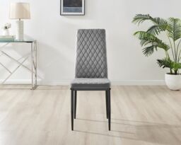 FurnitureboxUK Novara 100cm Round Dining Table & 4 Velvet Milan Black Leg Chairs in Grey - thumbnail 4