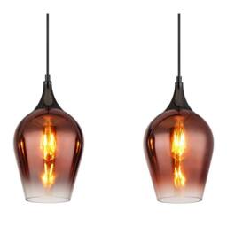 Netlighting Lavus Bar Pendant Ceiling Light Gunmetal Red Glass Shade 3x E27 in Grey - thumbnail 4
