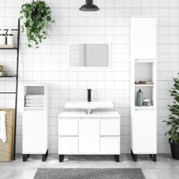 Berkfield Home Bathroom Cabinet White 80x33x60 cm Engineered Wood - Size: 80 x 33 x 60 cm