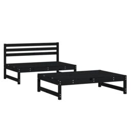 Berkfield Home 2 Piece Garden Lounge Set Black Solid Wood Pine
