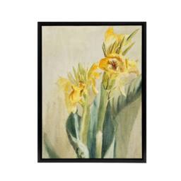 "Artery8 Yellow Canna Lily Flowers Framed Canvas Wall Art Print Hannah Overbeck in Beige - Size: W12"" x H16""" - thumbnail 1