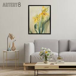 "Artery8 Yellow Canna Lily Flowers Framed Canvas Wall Art Print Hannah Overbeck in Beige - Size: W12"" x H16""" - thumbnail 3