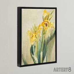 "Artery8 Yellow Canna Lily Flowers Framed Canvas Wall Art Print Hannah Overbeck in Beige - Size: W12"" x H16""" - thumbnail 2