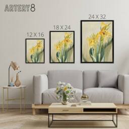 "Artery8 Yellow Canna Lily Flowers Framed Canvas Wall Art Print Hannah Overbeck in Beige - Size: W12"" x H16""" - thumbnail 4