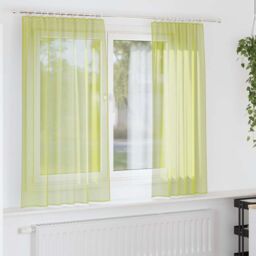 Berkfield Home Voile Curtains with Rod Pockets 2 pcs Apple Green - thumbnail 1