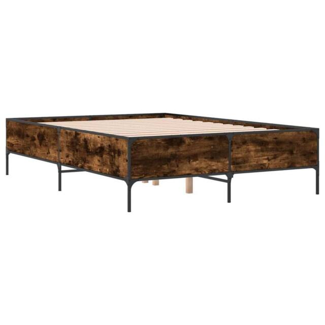 Berkfield Home Durable Bed Frame without Mattress Smoked Oak 120x190 cm Small Double in Brown - image 1