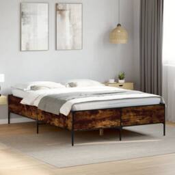 Berkfield Home Durable Bed Frame without Mattress Smoked Oak 120x190 cm Small Double in Brown - thumbnail 2