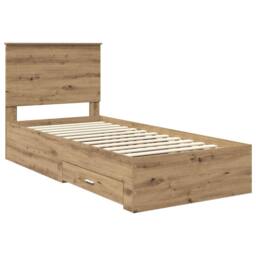 Berkfield Home Bed Frame with Drawer Artisan Oak 90 x 200 cm Engineered Wood in Brown - thumbnail 4
