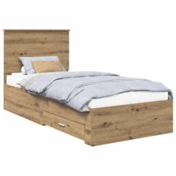 Berkfield Home Bed Frame with Drawer Artisan Oak 90 x 200 cm Engineered Wood in Brown - thumbnail 2